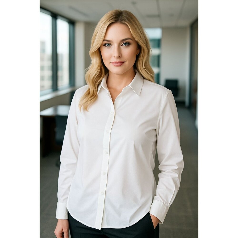 New! Women's Time and Tru White Button-Down Shirt Size XXXL (22)